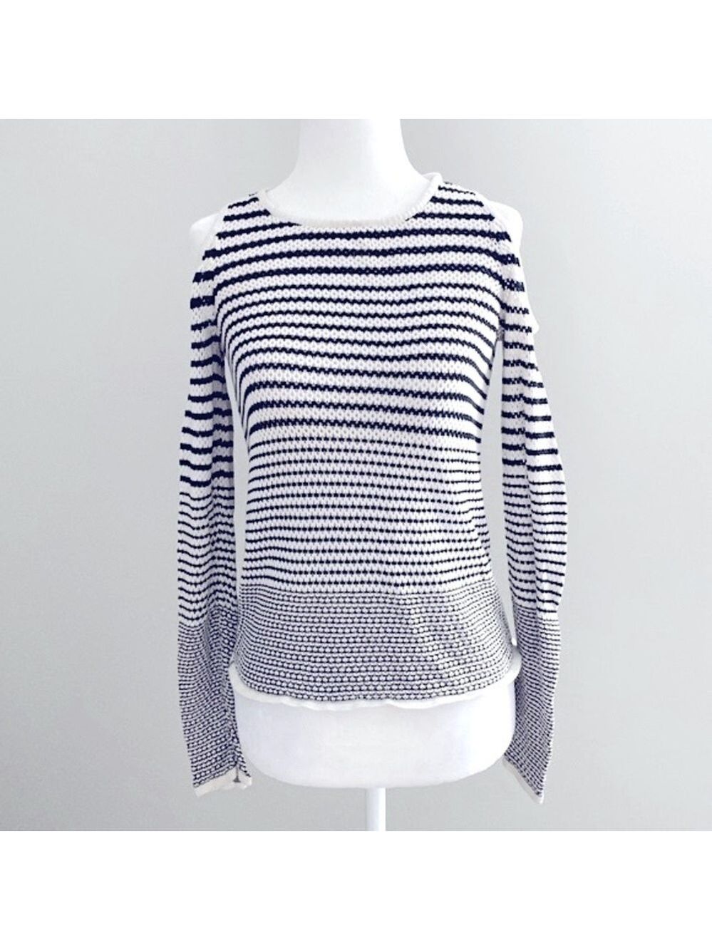 Rag & bone cold shoulder loose knit striped sweater
